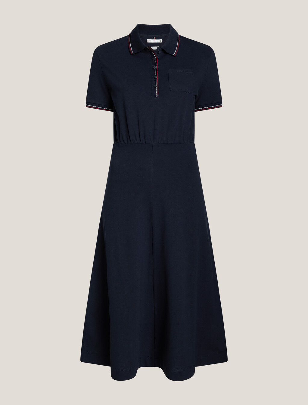 Fit and Flare Polo Dress, Desert Sky, hi-res
