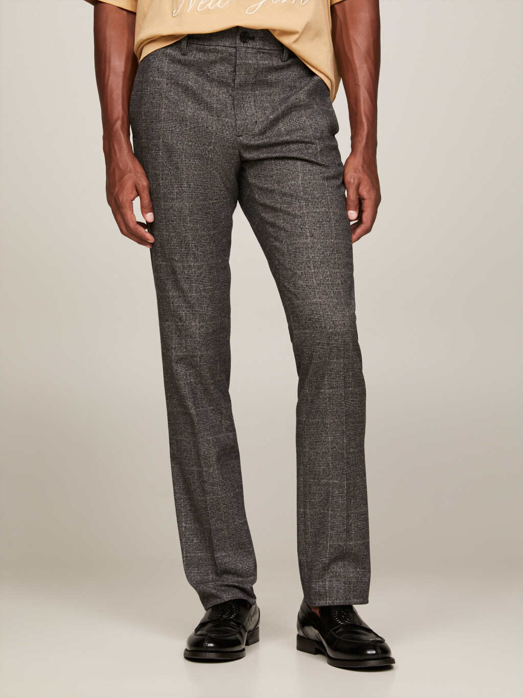 Denton Brushed Check Trousers, Medium Grey Heather, hi-res