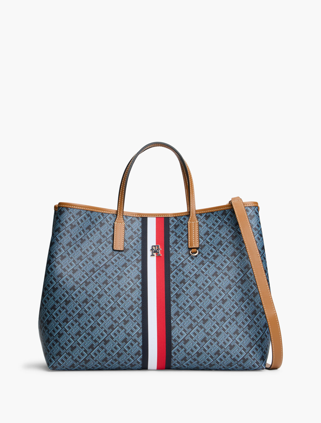 TH Monoplay Global Stripe Crossbody Satchel, Space Blue, hi-res