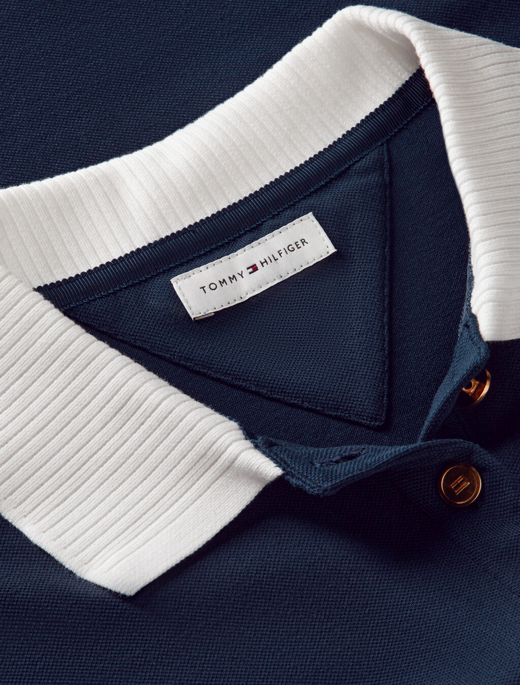 Regular Fit Gold-Tone Button Polo Shirt, Dark Night Navy, hi-res