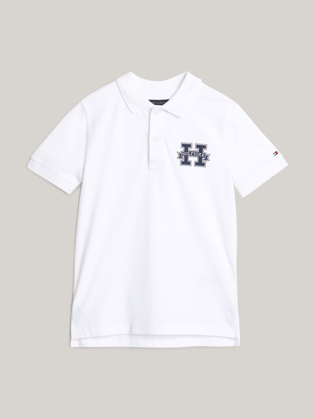 Regular Fit Varsity Letter Polo, White, hi-res