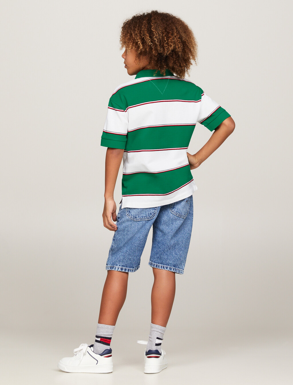 Global Stripe Rugby Polo, White/Green Stripe, hi-res