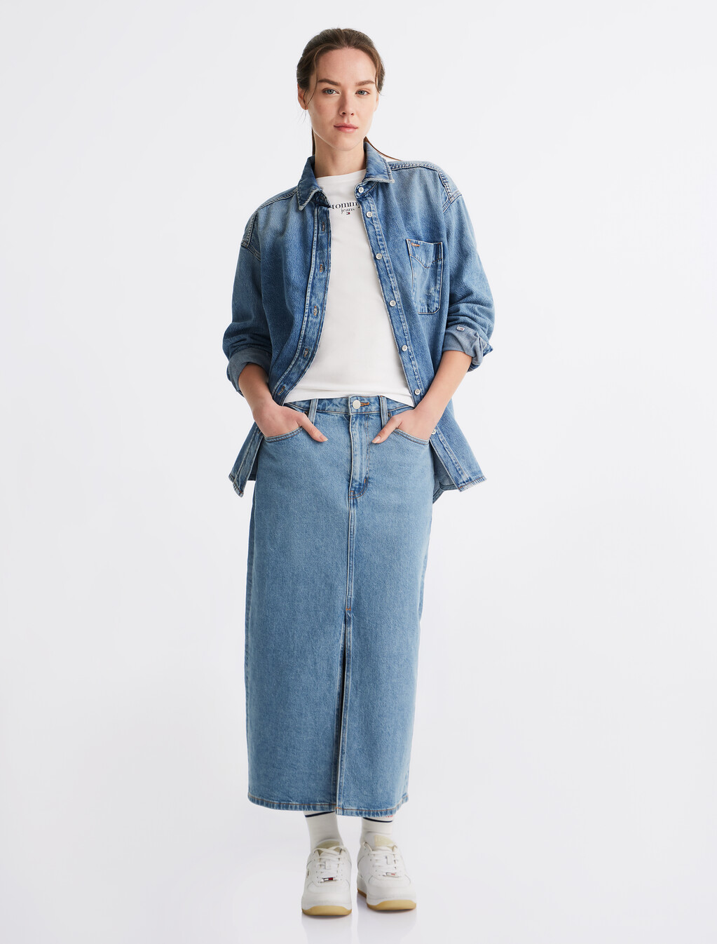 Relaxed Denim Overshirt, Denim Medium, hi-res