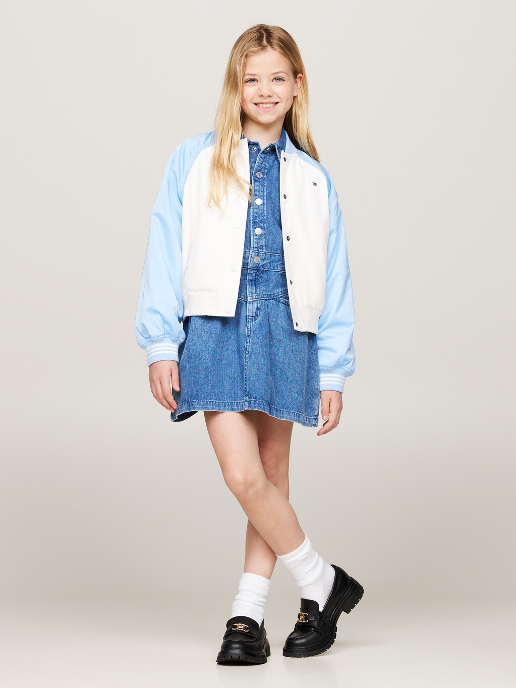 Varsity Back Logo Relaxed Bomber Jacket, Vessel Blue, hi-res