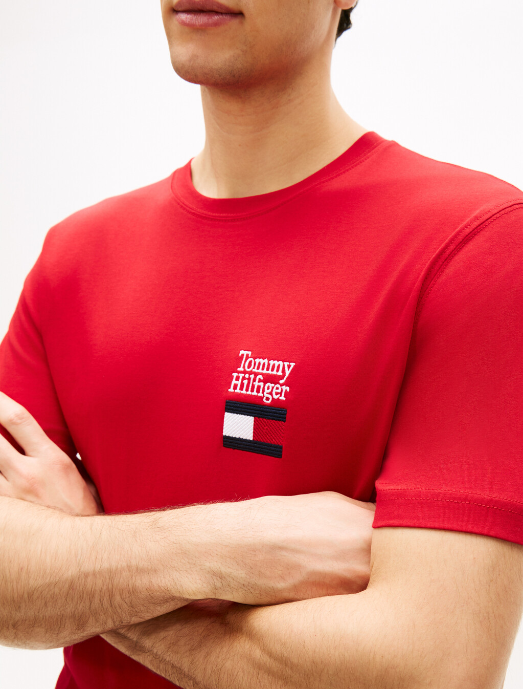 Logo Embroidery Jersey Crew Neck T-Shirt, Medium Red, hi-res