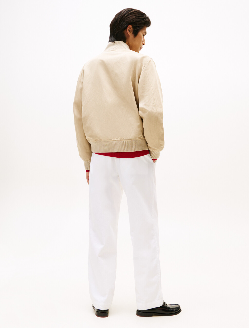 Smart Casual Linen Blend Bomber Jacket, Sandalwood, hi-res