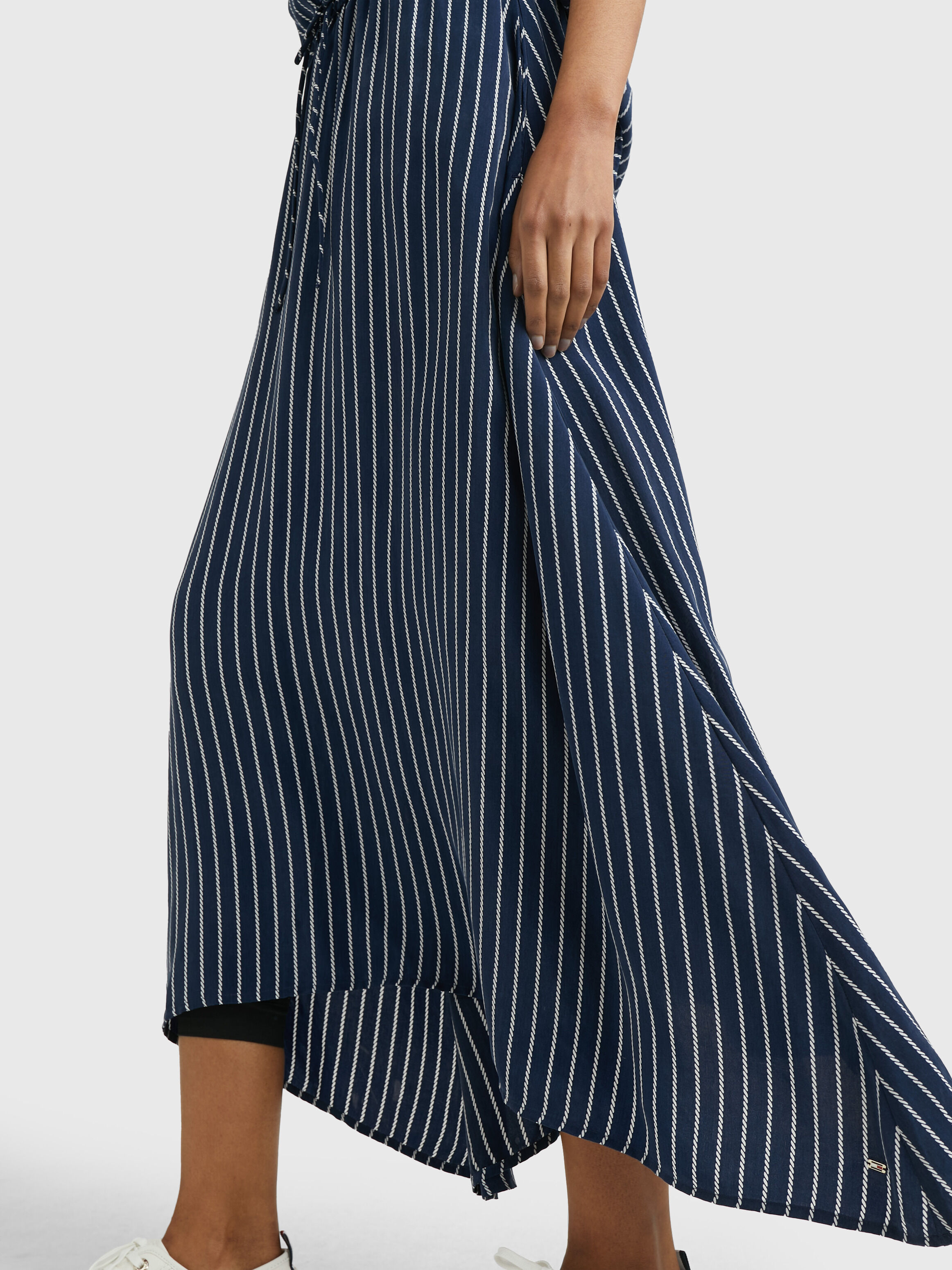 Rope Stripe Fit And Flare Midi Skirt