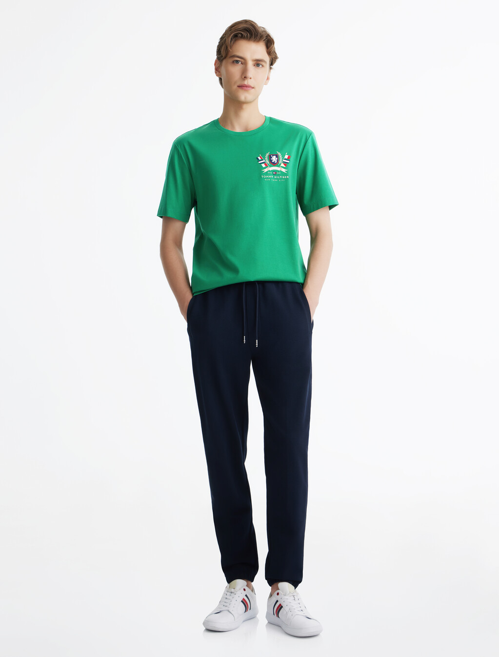 Hilfiger 徽章雙面針織 T 恤, Nouveau Green, hi-res