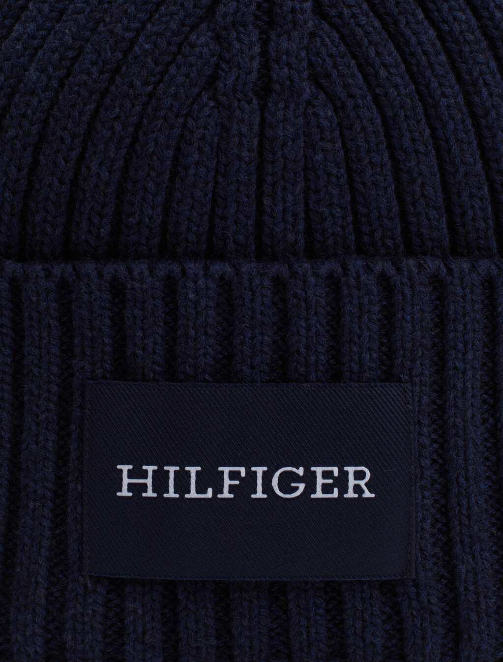 Hilfiger Monotype Rib-Knit Beanie with Wool, Space Blue, hi-res