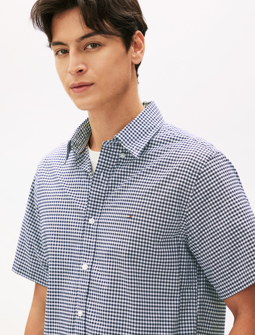 Oxford Gingham Short Sleeve Shirt, Desert Sky / Check, hi-res
