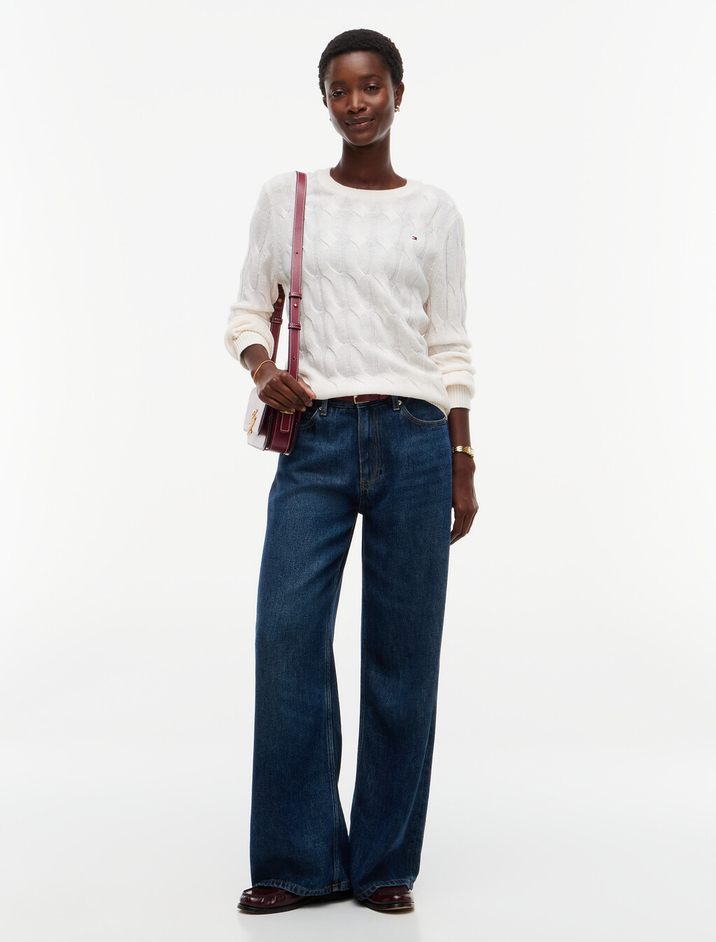 Cable Knit Pure Wool Jumper, Ivory Petal, hi-res