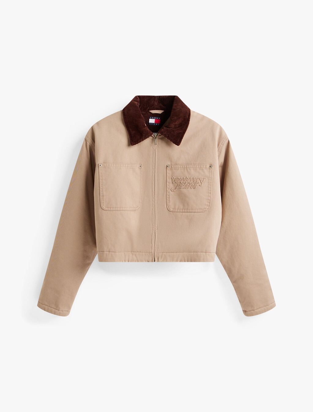 Logo Appliqué Padded Cropped Coach Jacket, Malted Milk, hi-res