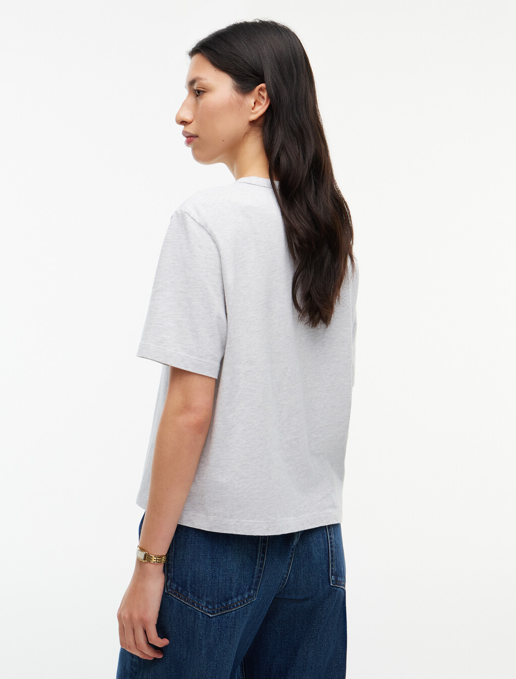 Flag Badge Boxy Jersey T-Shirt, Ice Grey Heather, hi-res