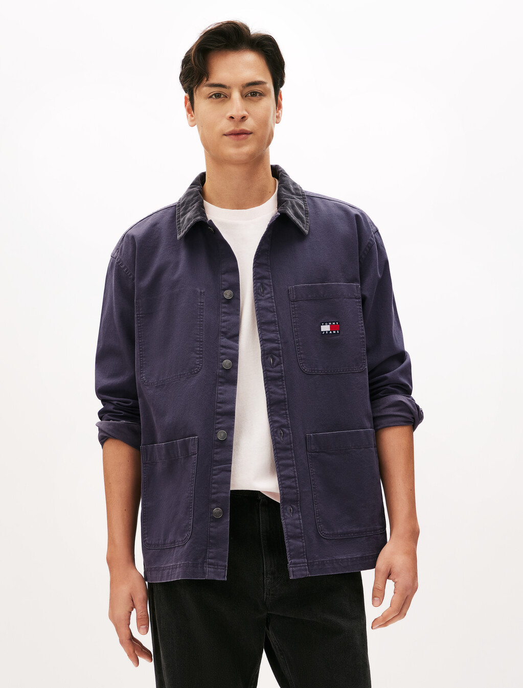 Canvas Corduroy Overshirt, Washed Black, hi-res