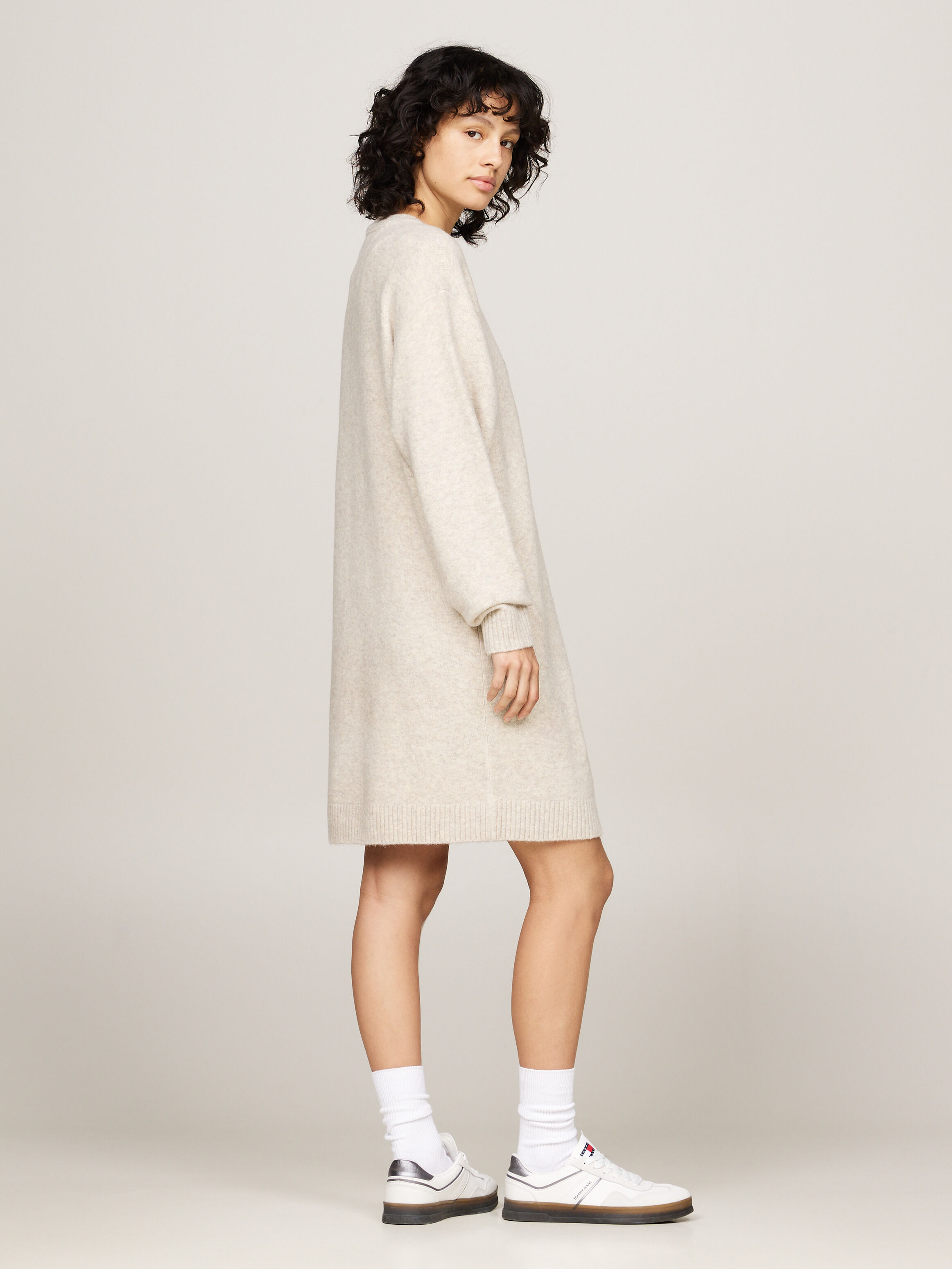 Relaxed Melange Jumper Dress With Wool