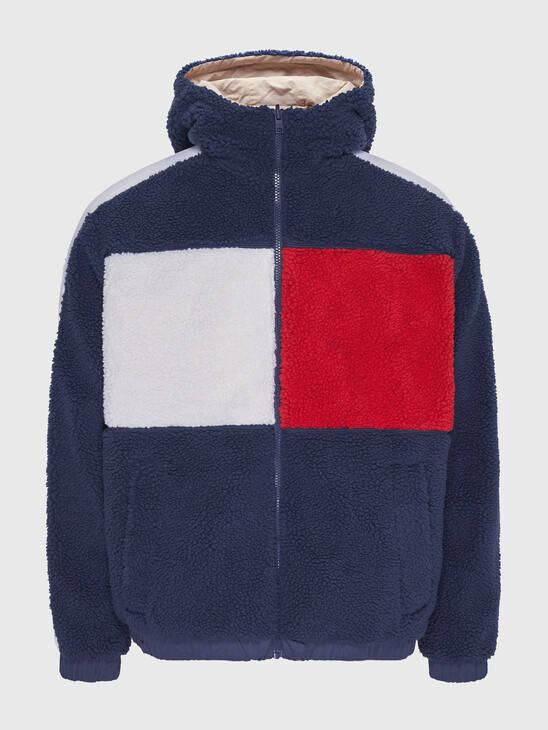 REVERSIBLE COLOR-BLOCKED RELAXED SHERPA JACKET