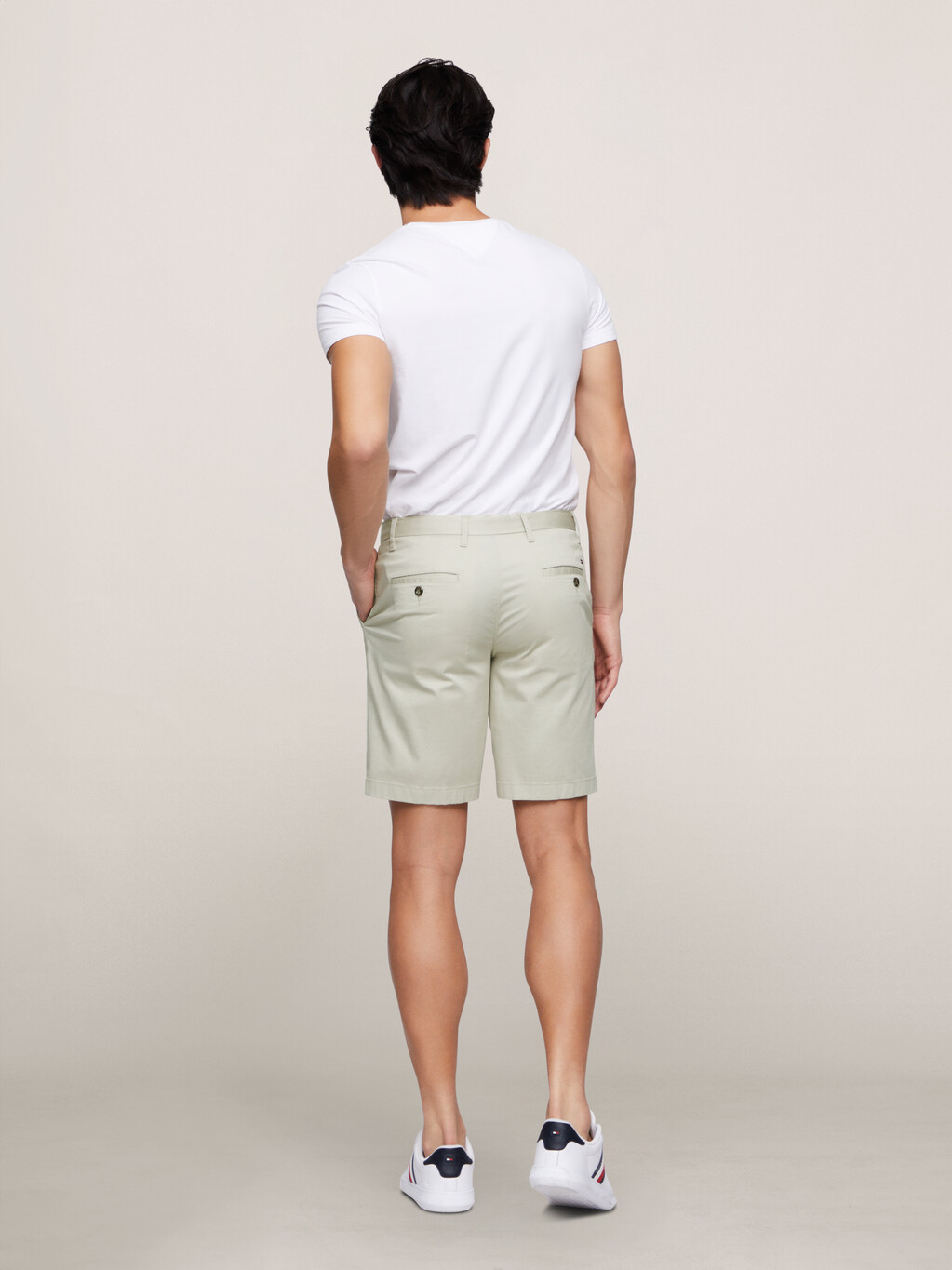 Stretch Cotton Shorts, Bleached Stone, hi-res