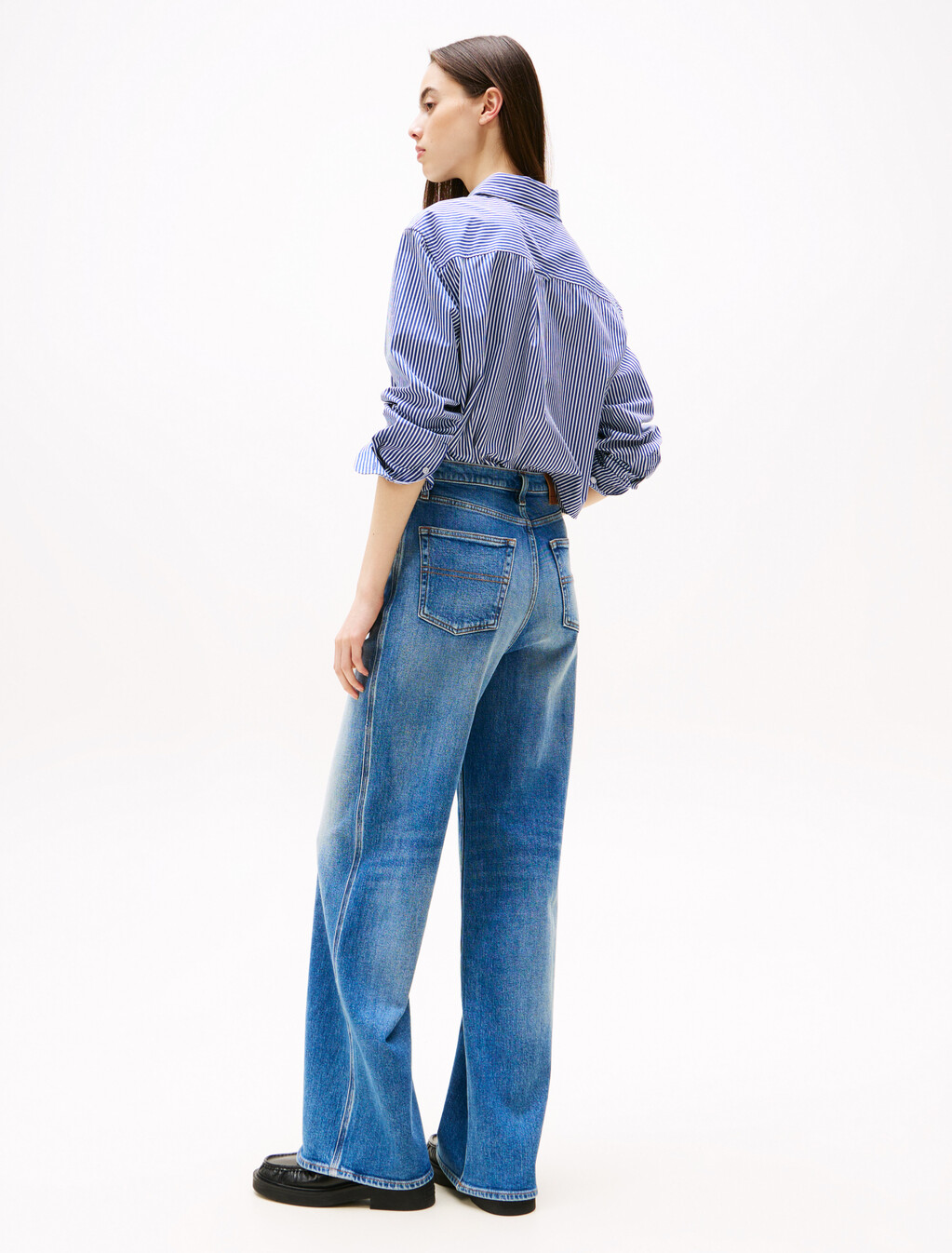 Claire 高腰寬筒牛仔褲, Denim Medium, hi-res