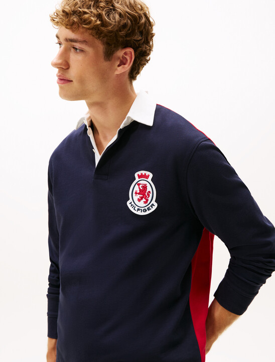 Colour-Blocked Relaxed Rugby Polo Shirt