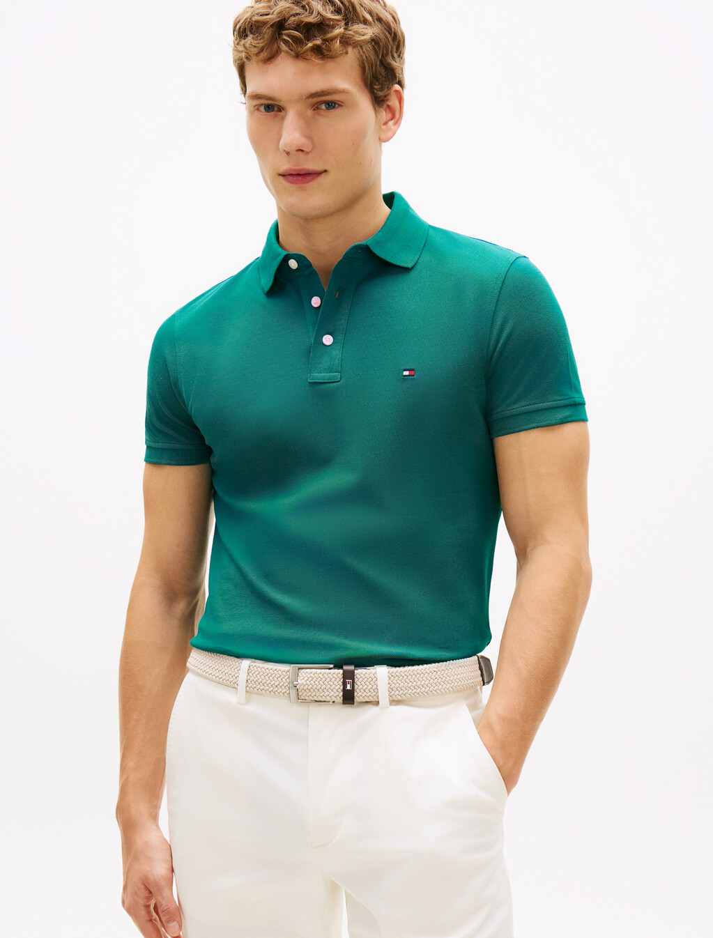 1985 Collection Slim Fit Polo, Deep Ocean, hi-res
