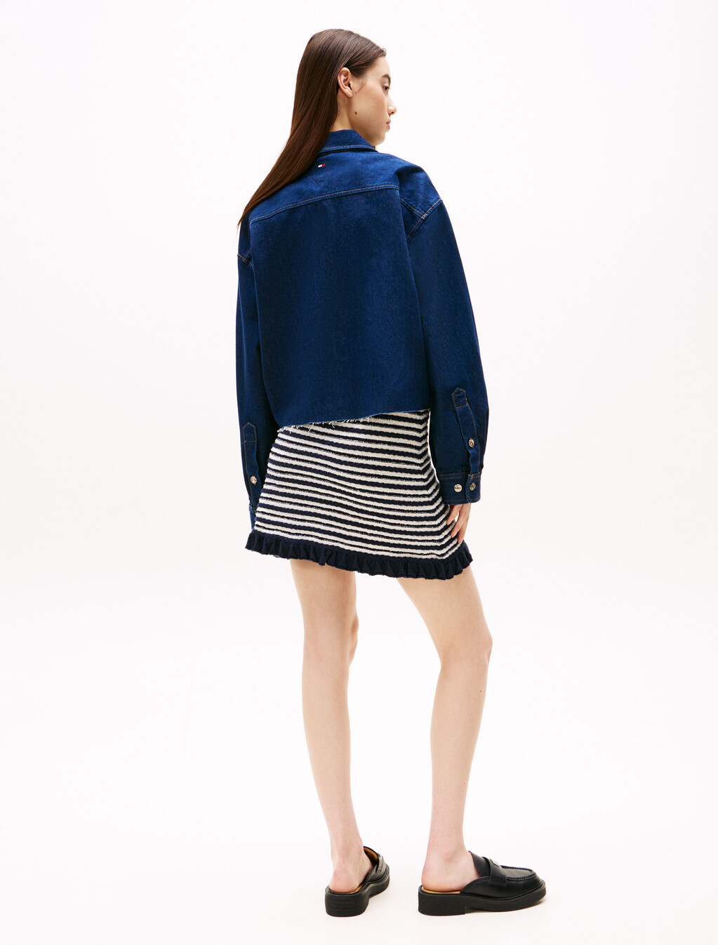 Cropped Denim Shirt Jacket, Denim Dark, hi-res