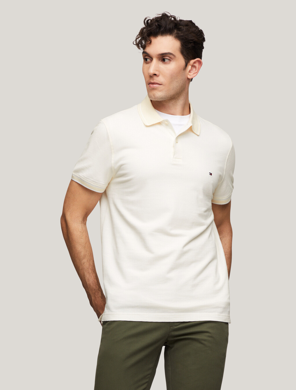 Hilfiger Monotype Logo Collar Regular Polo, Calico / White, hi-res