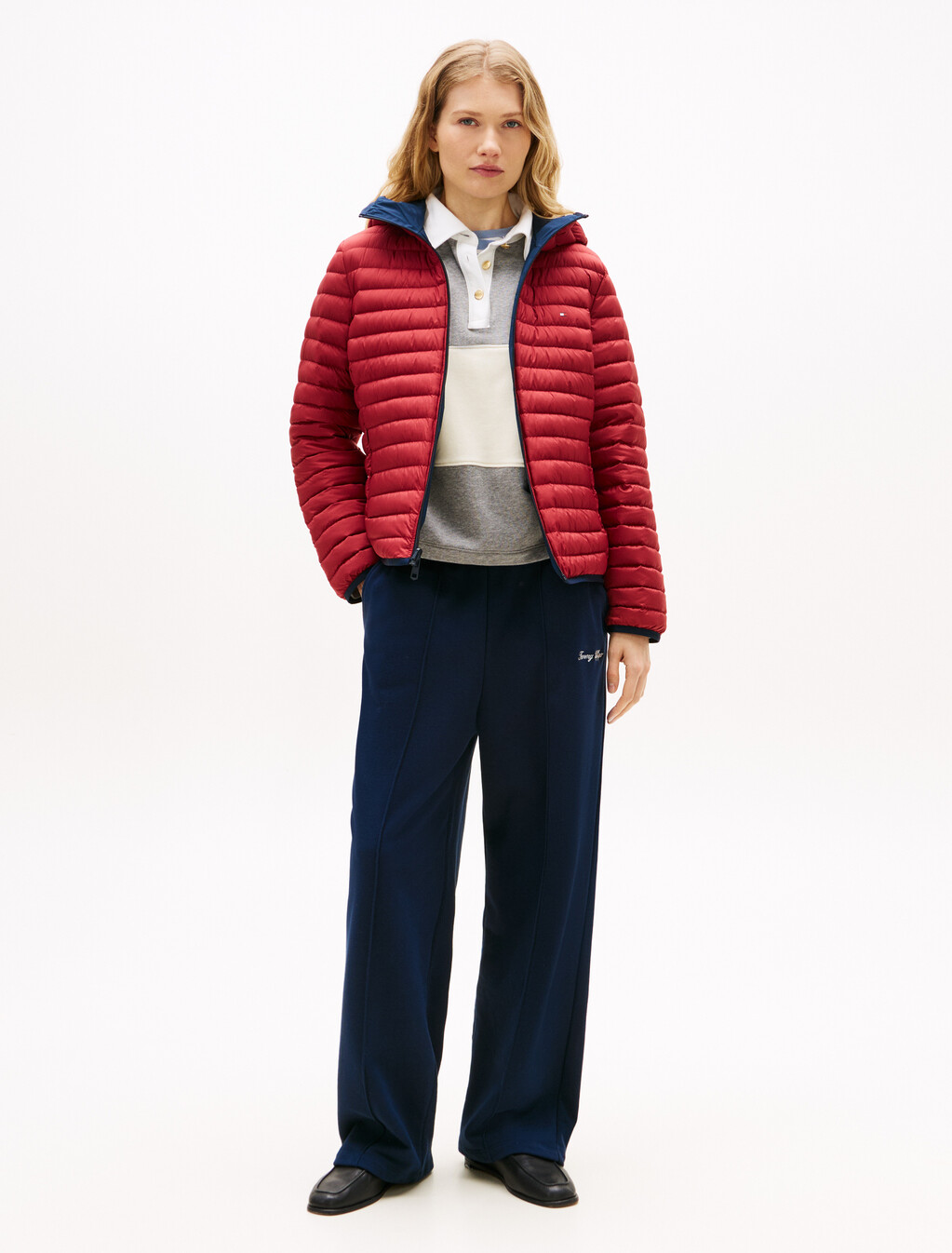 彈性尼龍輕盈羽絨雙面外套, Dark Night Navy, hi-res