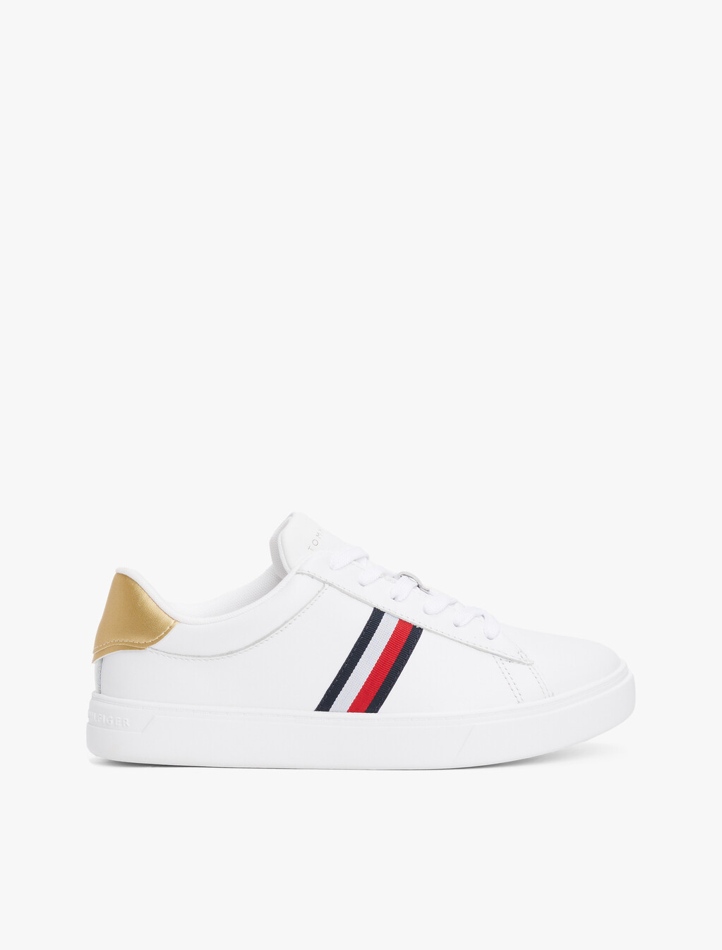 Essential Leather Court Trainers, White, hi-res