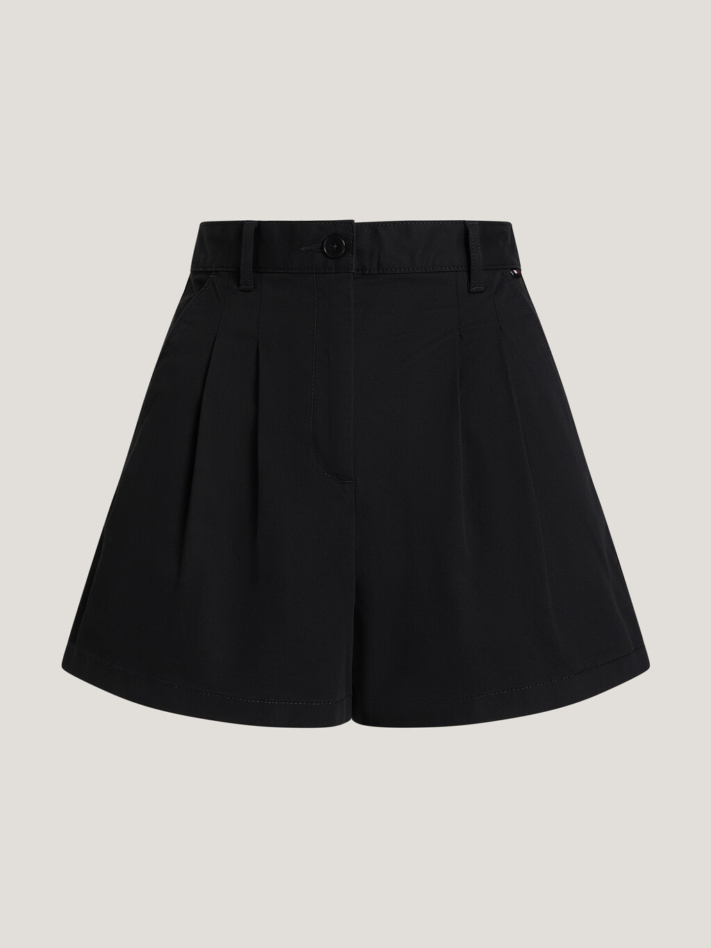 Claire Essential High Rise Pleated Chino Shorts, Black, hi-res