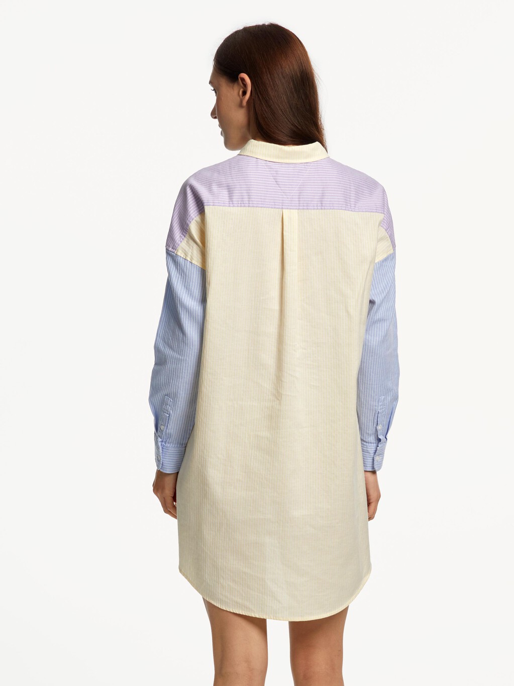 Color Block Stripe Organic Cotton Shirt Dress