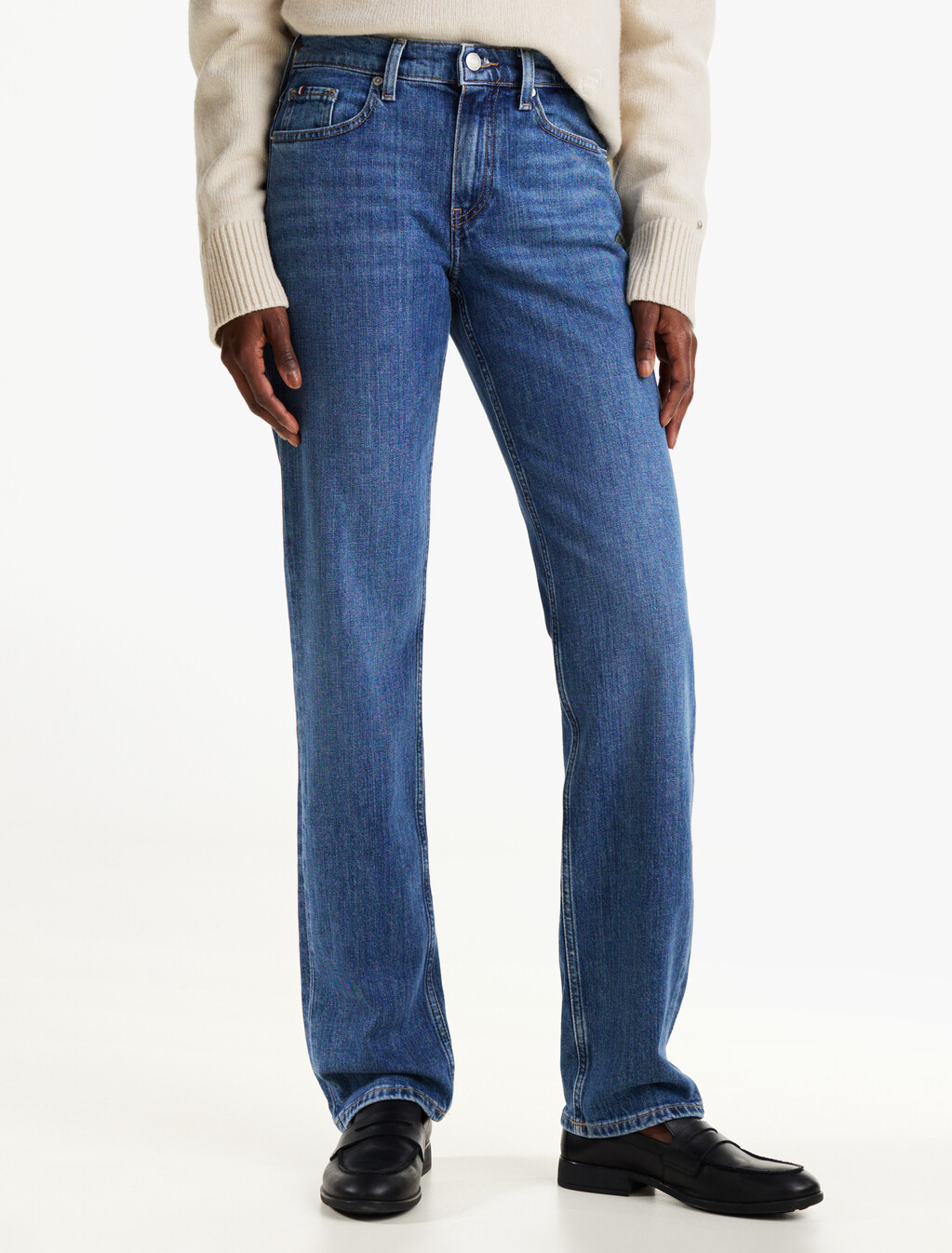 Classic Straight Mid Blue Jeans, Nos Mid Blue, hi-res