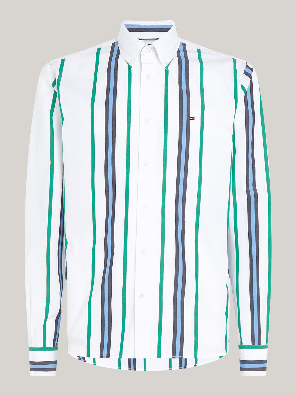 常規版型 Polo 條紋襯衫, Olympic Green / Multi, hi-res