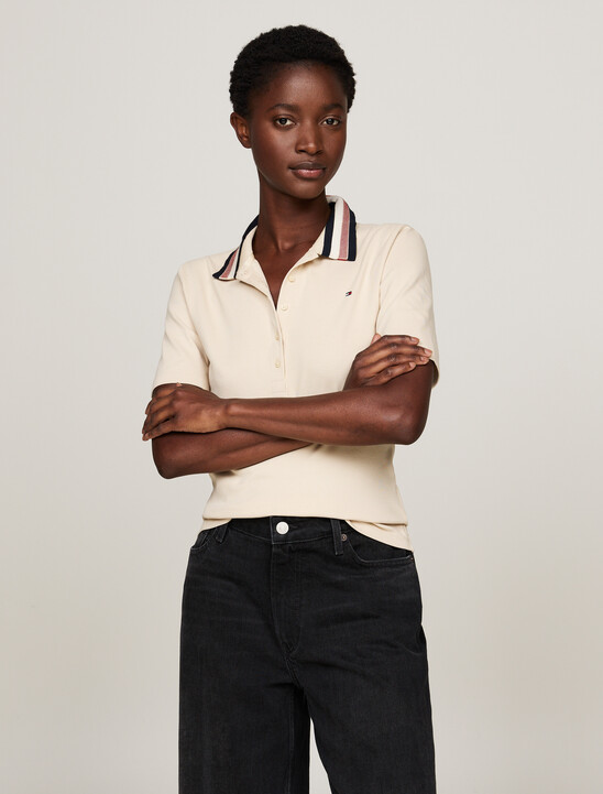 Slim Pique Polo Shirt, Country Ivory Slim Pique Polo Shirt