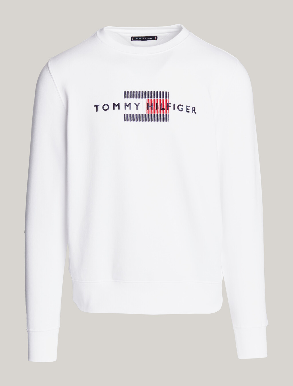 Logo Embroidery Crew Neck Sweatshirt, White, hi-res