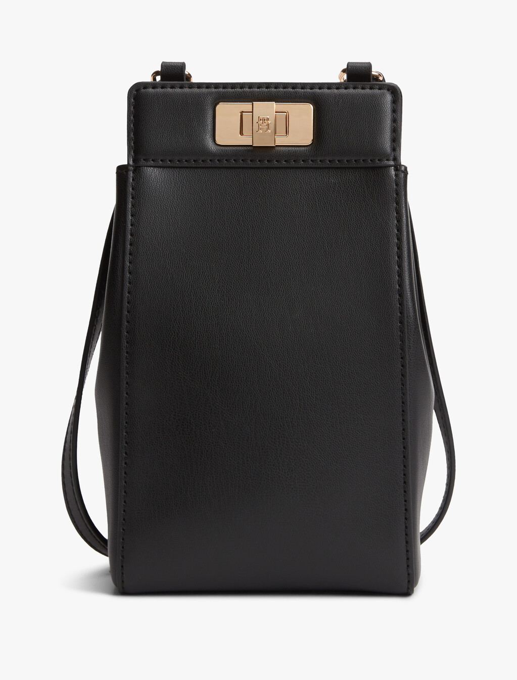 Modern Turn Lock Phone Pouch, Black, hi-res