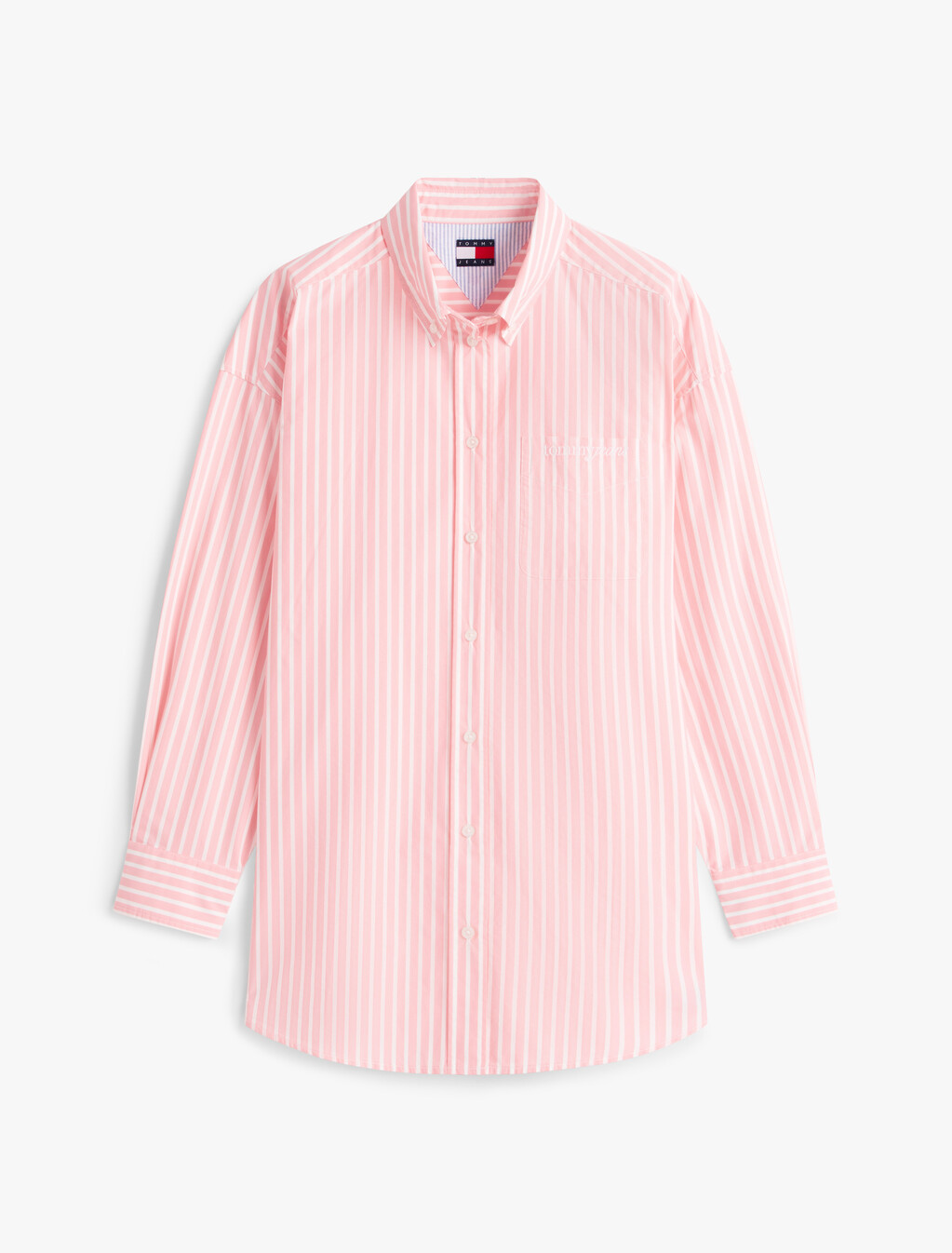 Oversized Fit Logo Embroidery Poplin Shirt, Tropical Blush / Stripe, hi-res