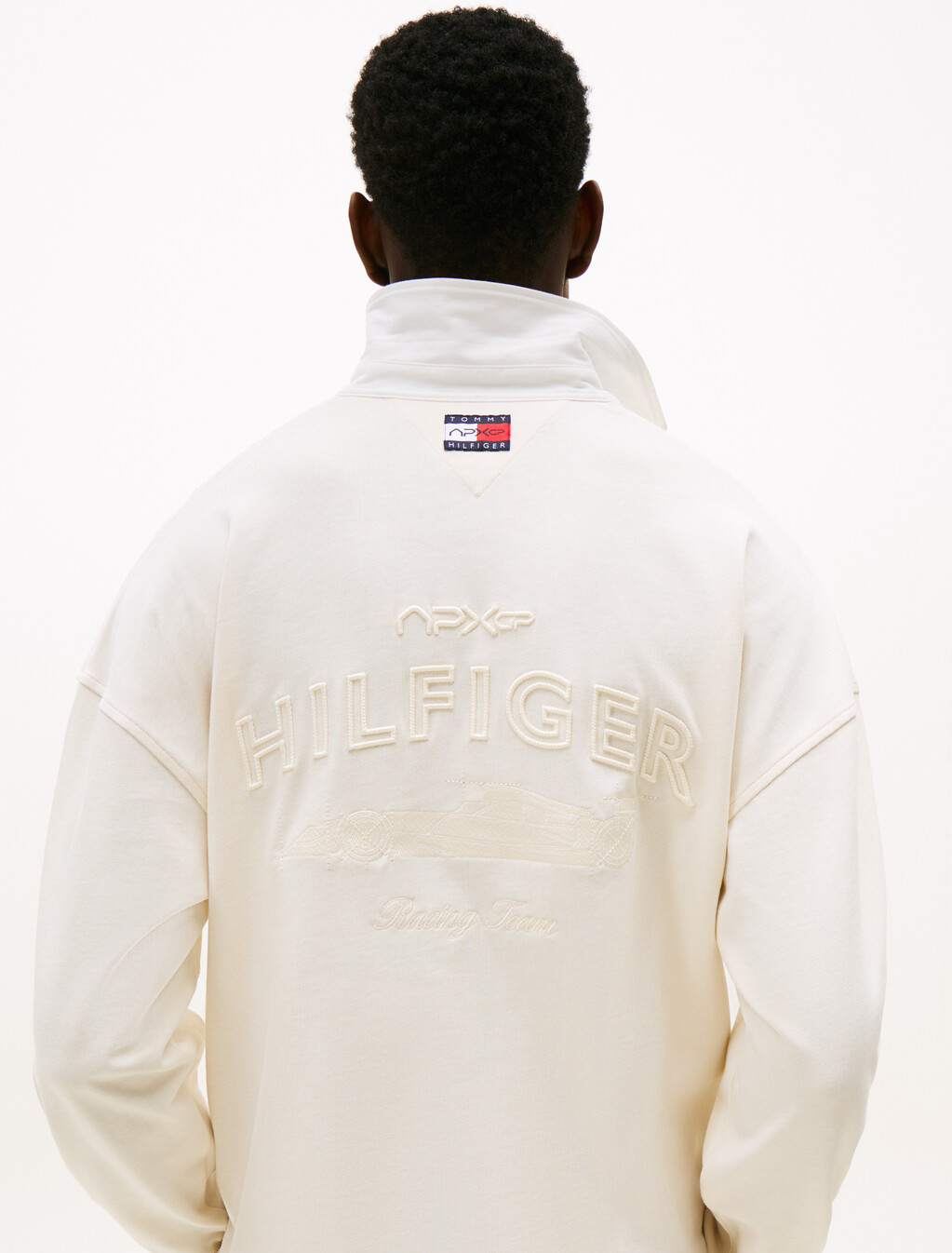 The APXGP Collection Relaxed Tonal Embroidery Rugby Shirt, Ivory Petal/Ecru, hi-res