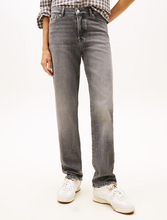 Mid Rise Slim Straight Jeans