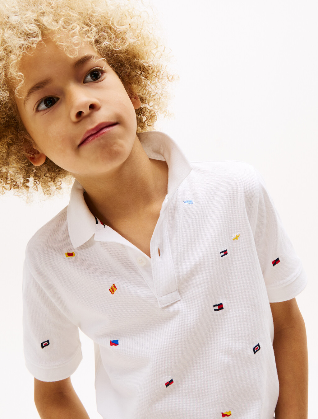 Hilfiger Flag Polo Shirt, White, hi-res