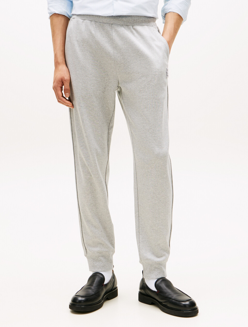 Monogram 羅紋褲腳運動褲, Light grey heather, hi-res