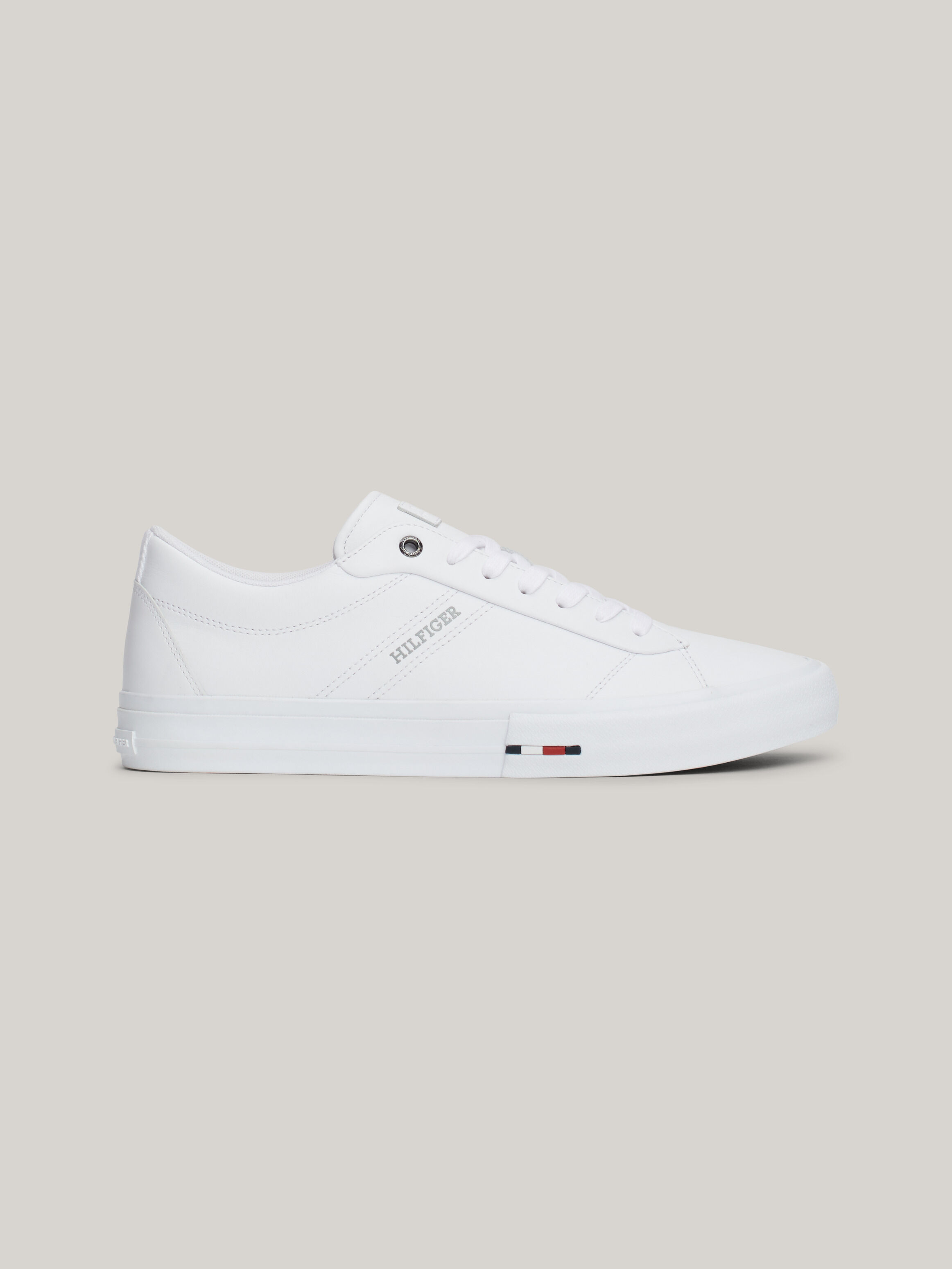 Leather Logo Lace Up Trainers natural Tommy Hilfiger
