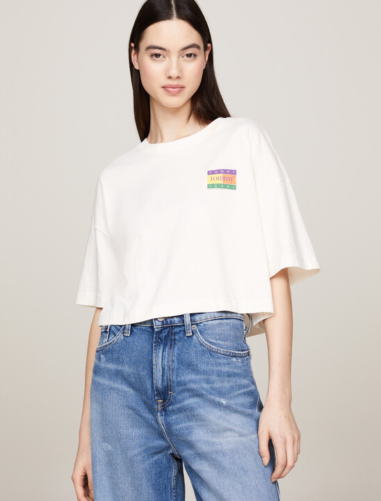 Oversized Back Logo Cropped T-Shirt