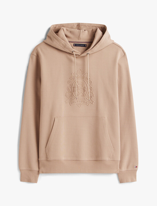 Embossed Crest Cotton Pique Hoodie