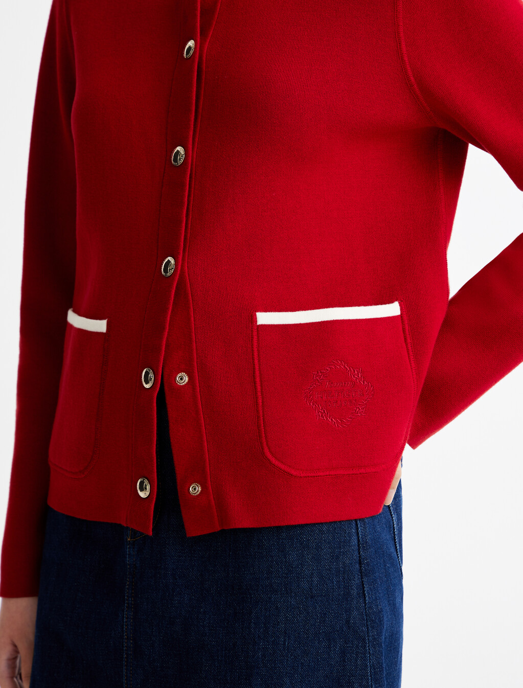 Reversible Crewneck Cardigan, Arizona Red, hi-res
