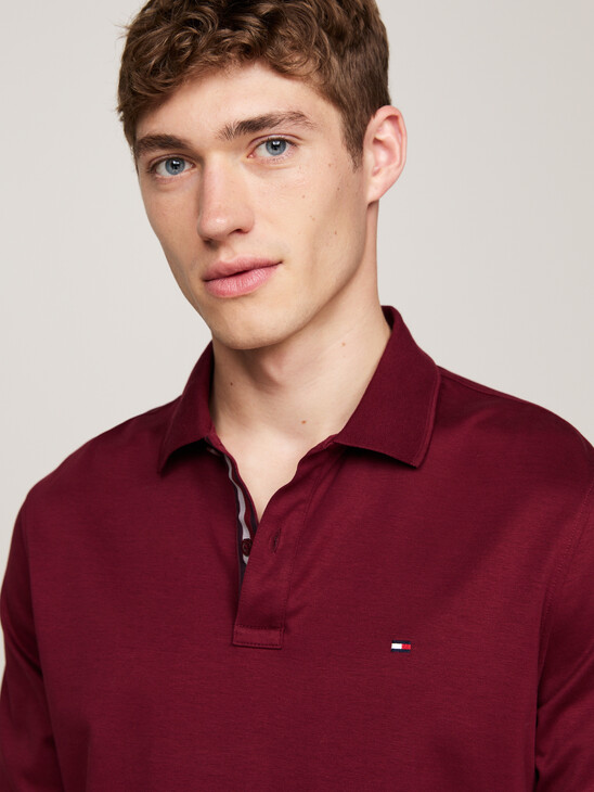 Jacquard Long Sleeve Polo Shirt