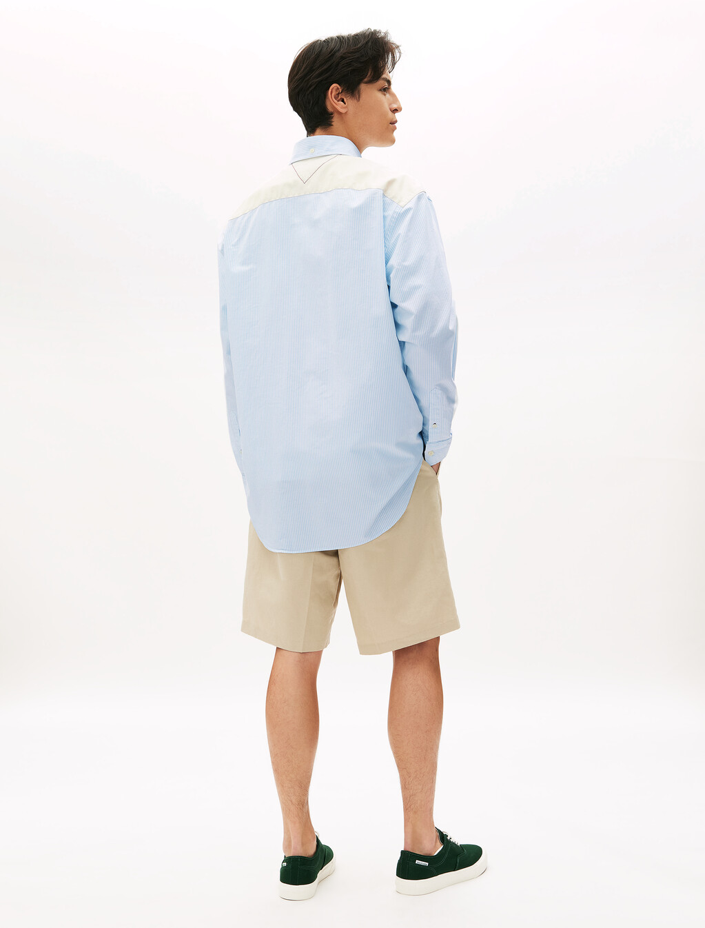 拼色方正版型襯衫, Breezy Blue/Primary Yellow, hi-res