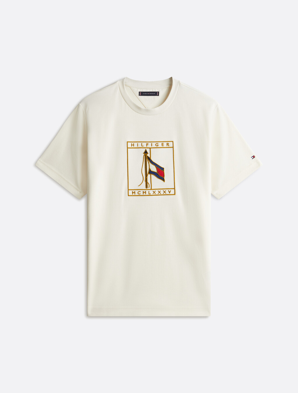 Flag Icon Embroidery Interlock T-Shirt, Ivory Petal, hi-res