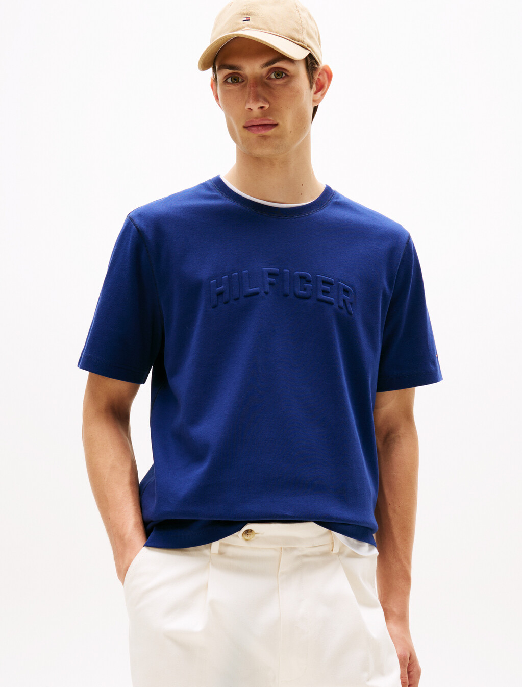 弧形浮雕標誌 T 恤, Preppy Navy, hi-res