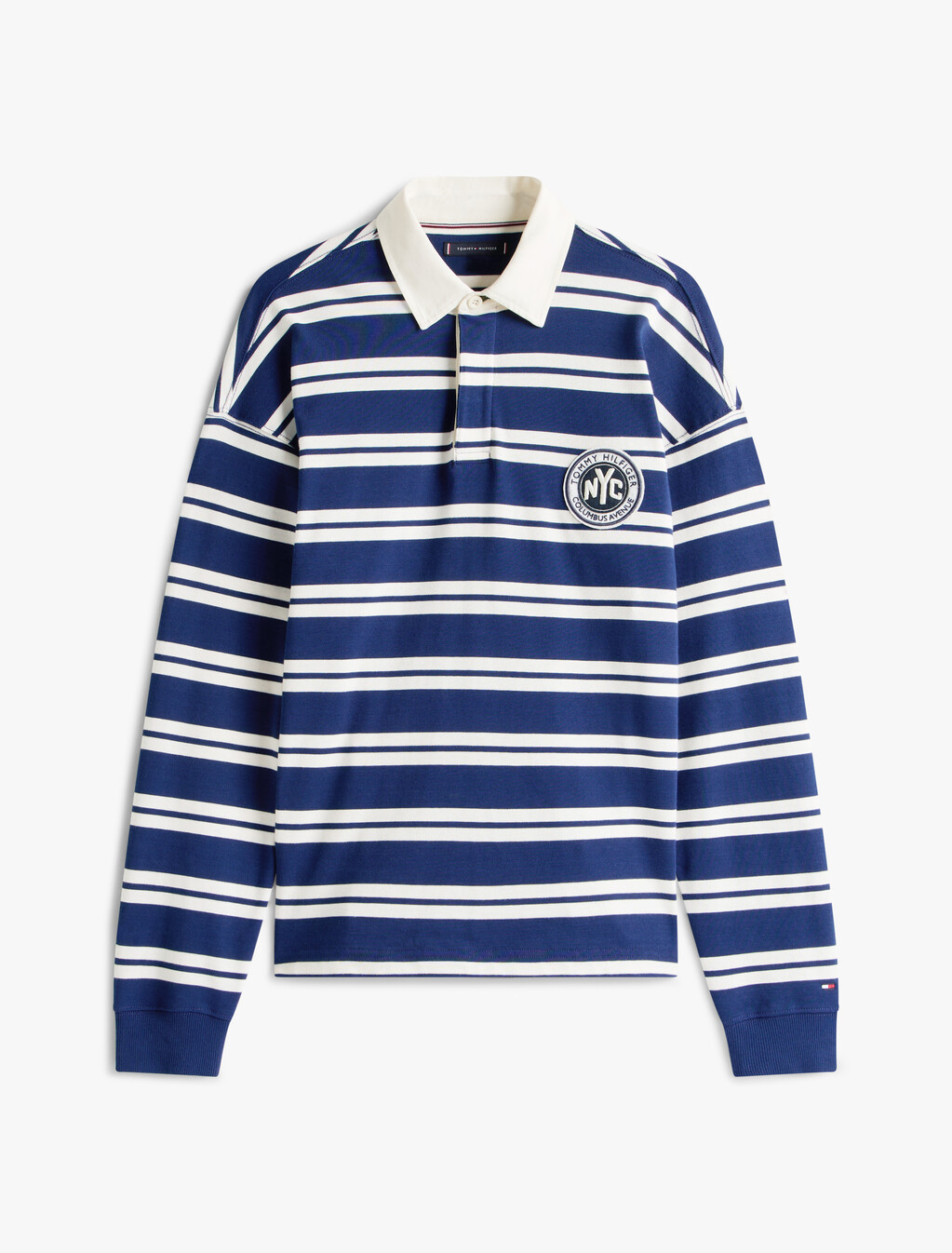Authentic Stripe Rugby Shirt, Ivory Petal/Preppy Navy, hi-res