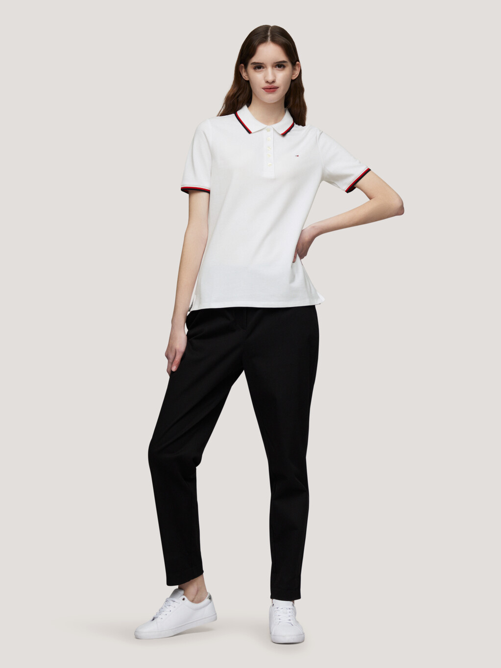 Global Stripe Slim Fit Polo, Th Optic White, hi-res